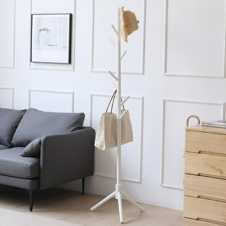 Freestanding Coat Rack with Branch-Shaped Hooks - Coat Rack - White - Oaksoho