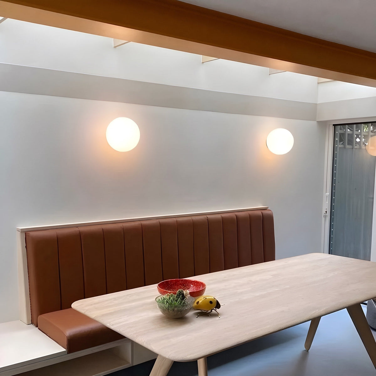 Frosted Glass Globe Wall Lamp with Minimal Metal Base - Wall Light Fixtures - 12 cm - Oaksoho