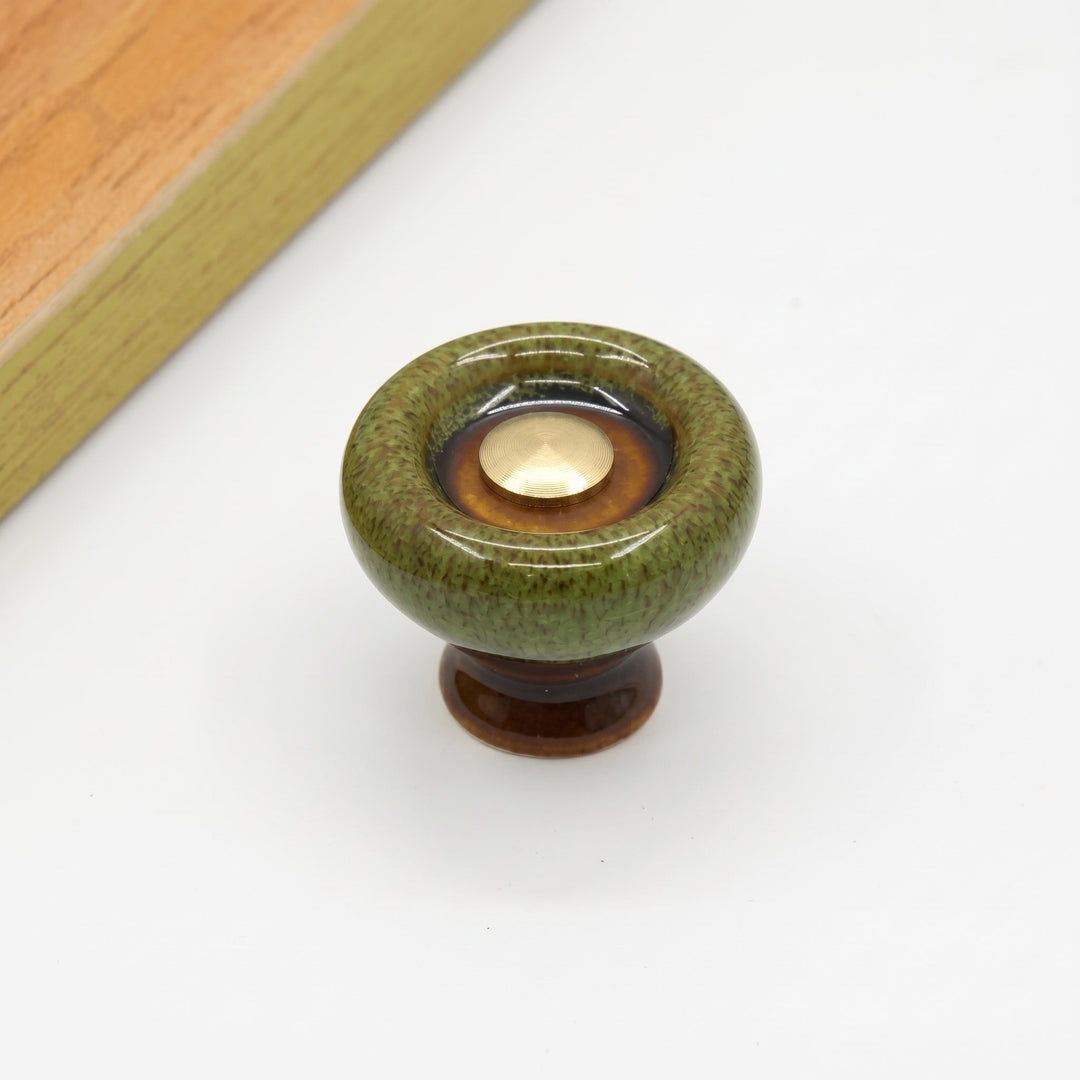 Furniture Knob with Glazed Texture - Furniture Knob - Olive Green - Oaksoho