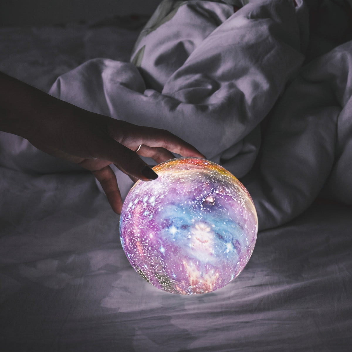 Galaxy Print Sphere Ornament Cosmic Design for Shelf and Table - Night Lights & Ambient Lighting - 8 cm - Oaksoho