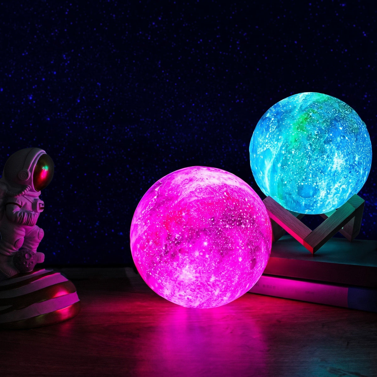 Galaxy Print Sphere Ornament Cosmic Design for Shelf and Table - Night Lights & Ambient Lighting - 8 cm - Oaksoho
