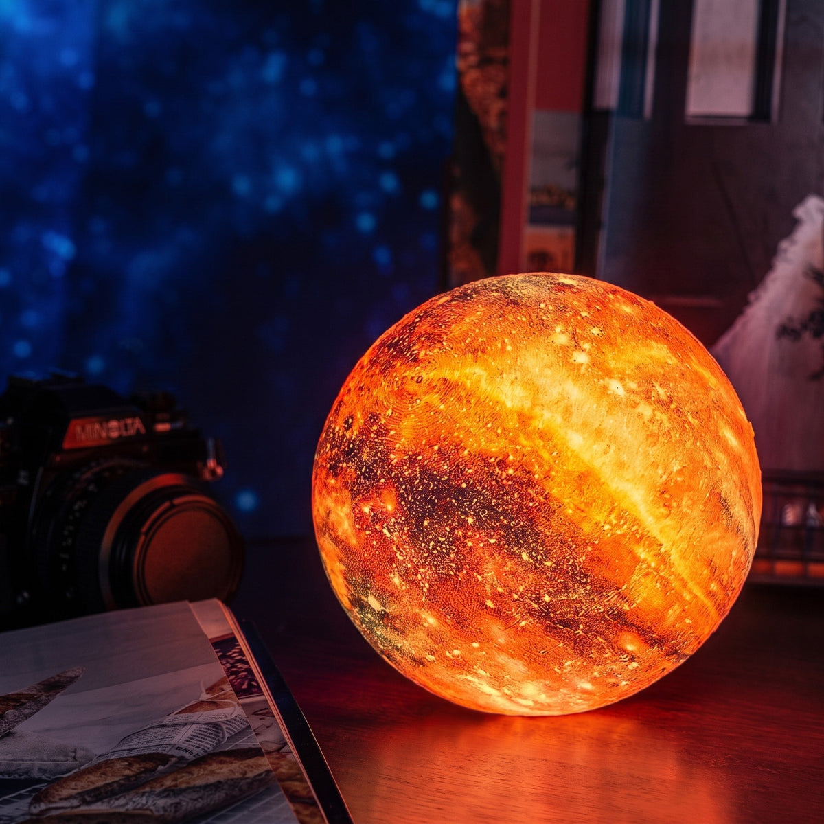 Galaxy Print Sphere Ornament Cosmic Design for Shelf and Table - Night Lights & Ambient Lighting - 8 cm - Oaksoho