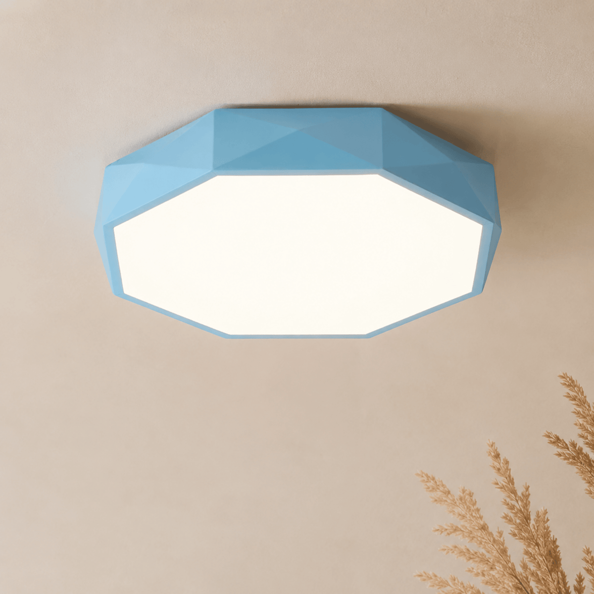 Geometric Faceted LED Flush Ceiling Light for Modern Interiors - Ceiling Light Fixtures - Blue - Oak Soho