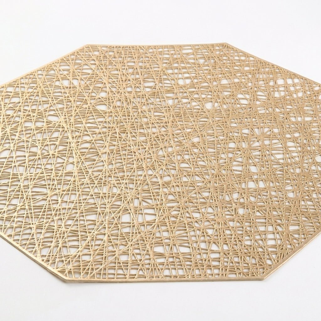 Geometric Table Mats with Decorative Patterns - Table Mats - Gold - Oaksoho