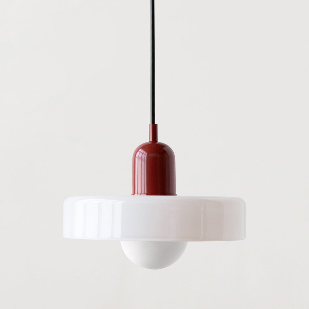 Glass Dome Pendant Light with Colour Block Design - Pendant Light Fixtures - White - Oak Soho