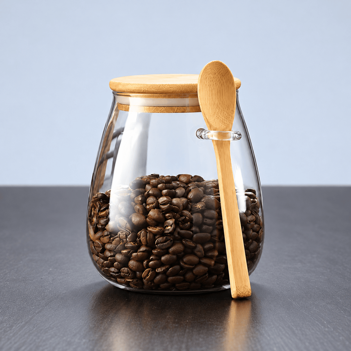 Glass Storage Jar with Bamboo Lid and Spoon - Food Storage Containers - Large - Oak Soho