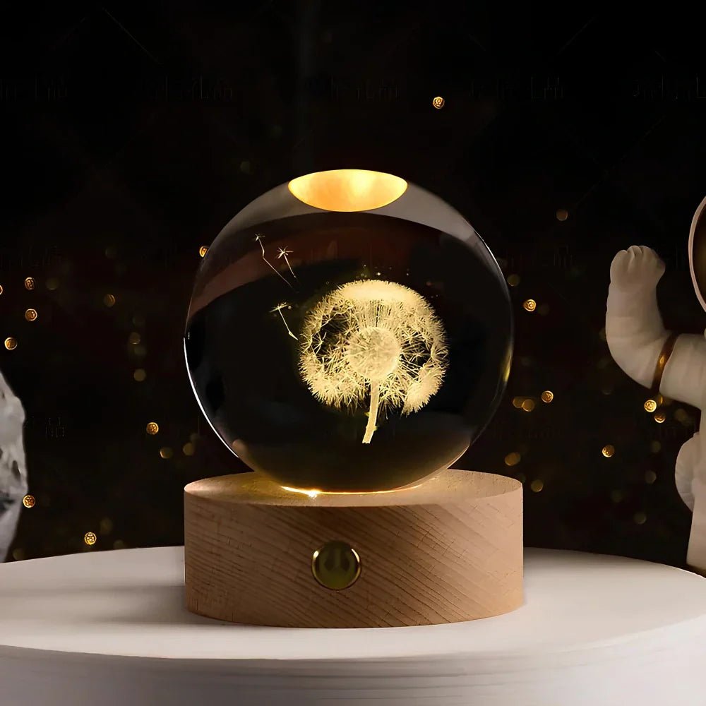Glowing 3D Crystal Ball Table Lamp Galaxy Design - Table Lamps - Dandelion - Oaksoho