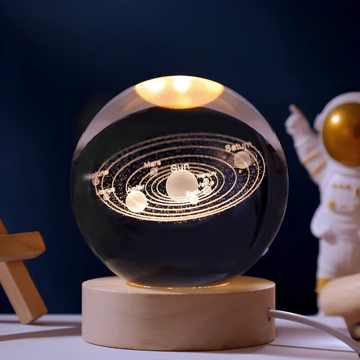 Glowing 3D Crystal Ball Table Lamp Galaxy Design - Table Lamps - Solar System - Oaksoho