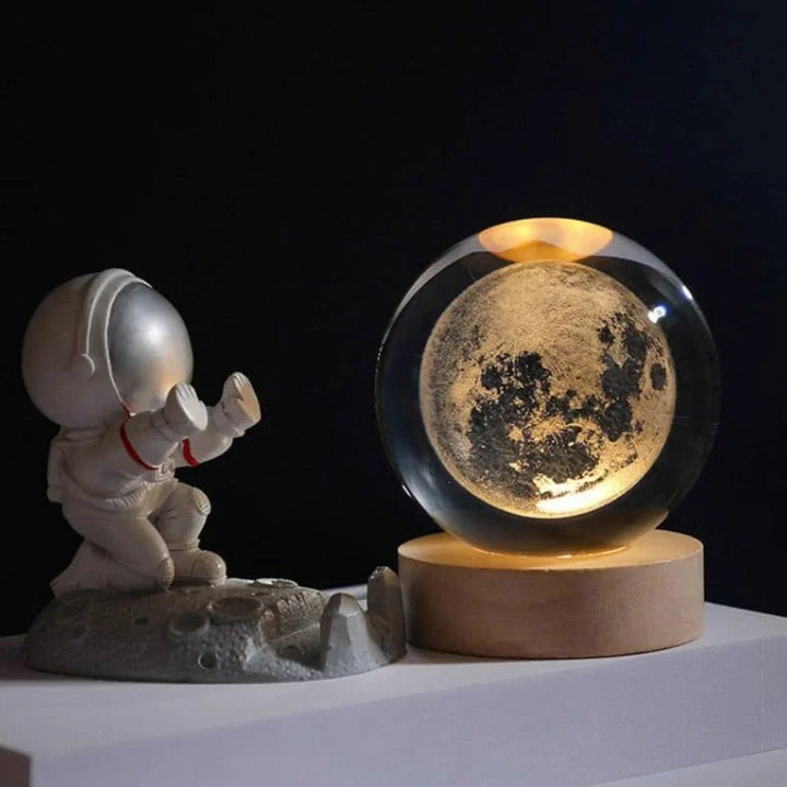 Glowing 3D Crystal Ball Table Lamp Galaxy Design - Table Lamps - Moon - Oaksoho