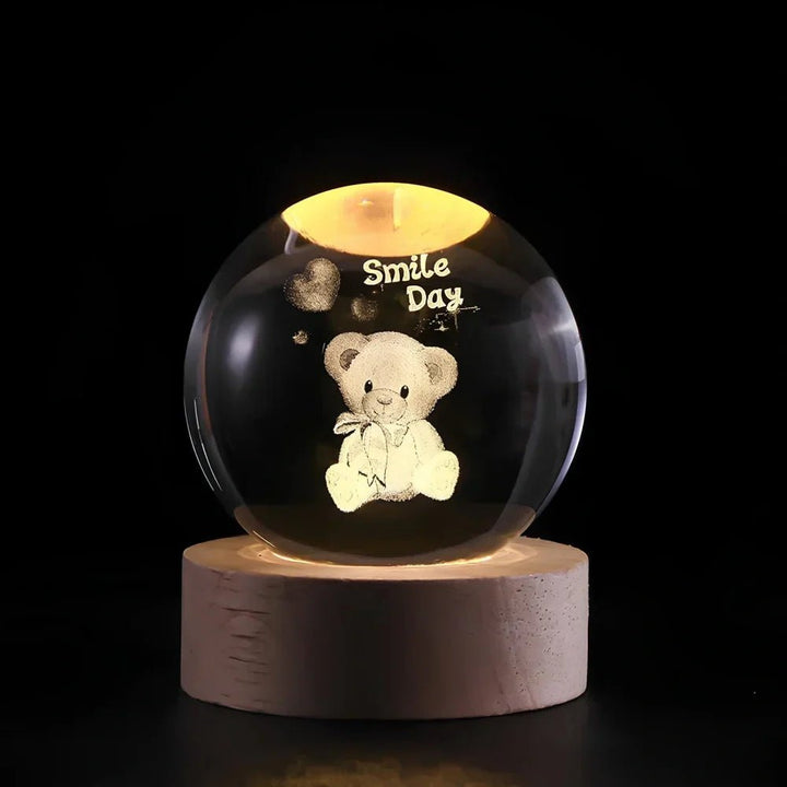 Glowing 3D Crystal Ball Table Lamp Galaxy Design - Table Lamps - Teddy Bear - Oaksoho