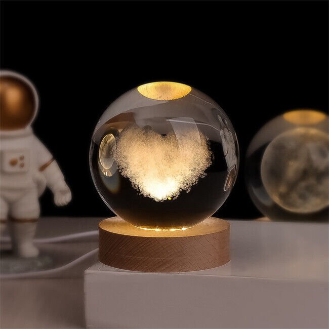 Glowing 3D Crystal Ball Table Lamp Galaxy Design - Table Lamps - Heart - Oaksoho