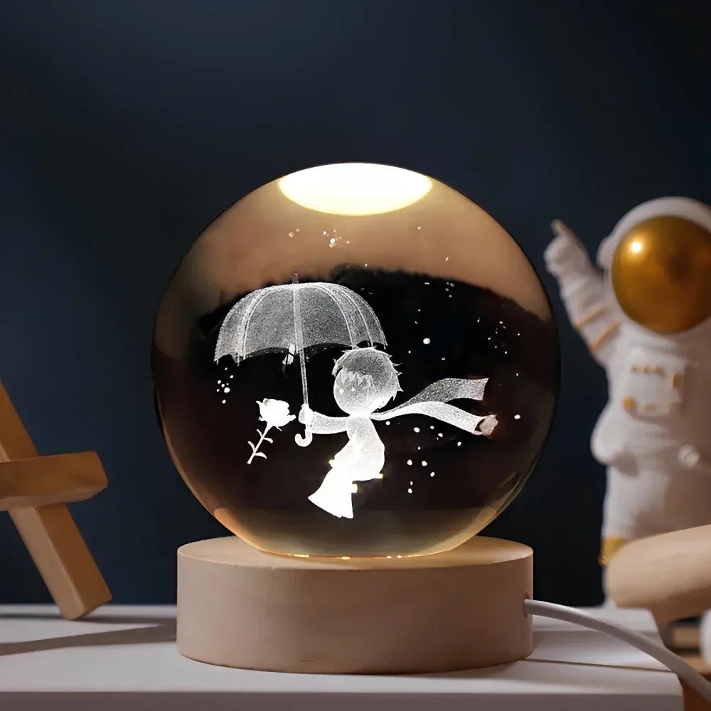 Glowing 3D Crystal Ball Table Lamp Galaxy Design - Table Lamps - Umbrella - Oaksoho