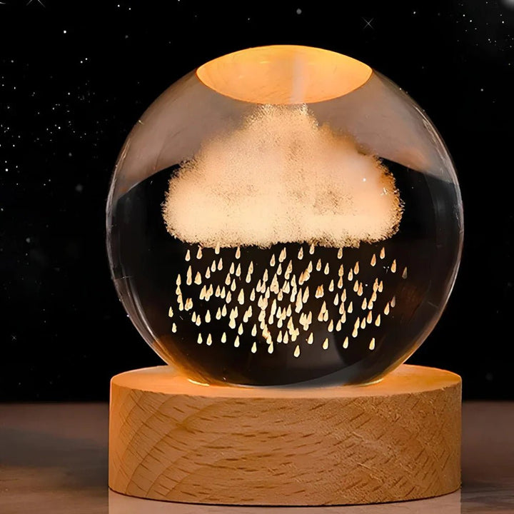 Glowing 3D Crystal Ball Table Lamp Galaxy Design - Table Lamps - Rain Cloud - Oaksoho