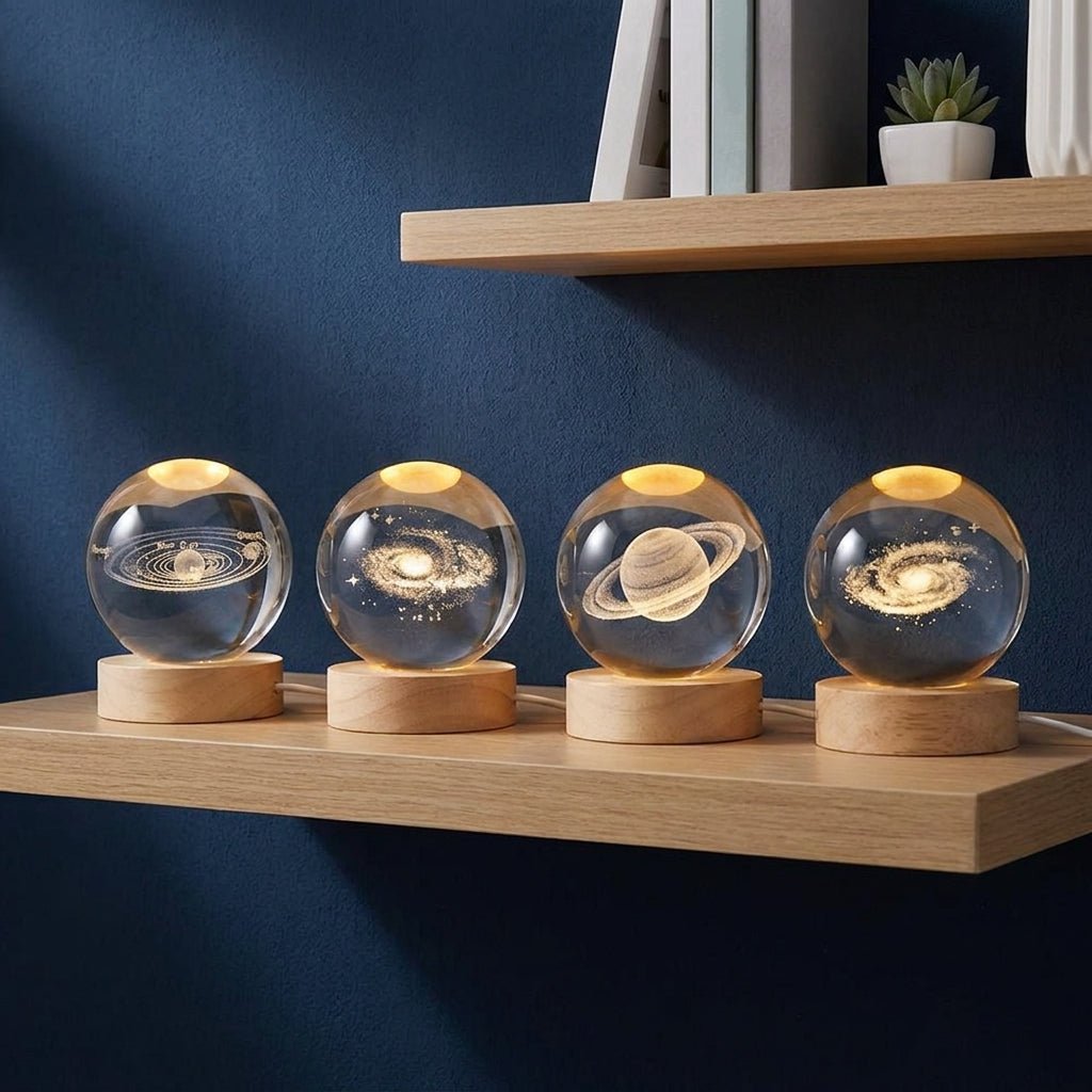 Glowing 3D Crystal Ball Table Lamp Galaxy Design - Table Lamps - Teddy Bear - Oaksoho