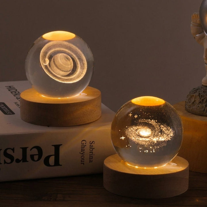 Glowing 3D Crystal Ball Table Lamp Galaxy Design - Table Lamps - Teddy Bear - Oaksoho