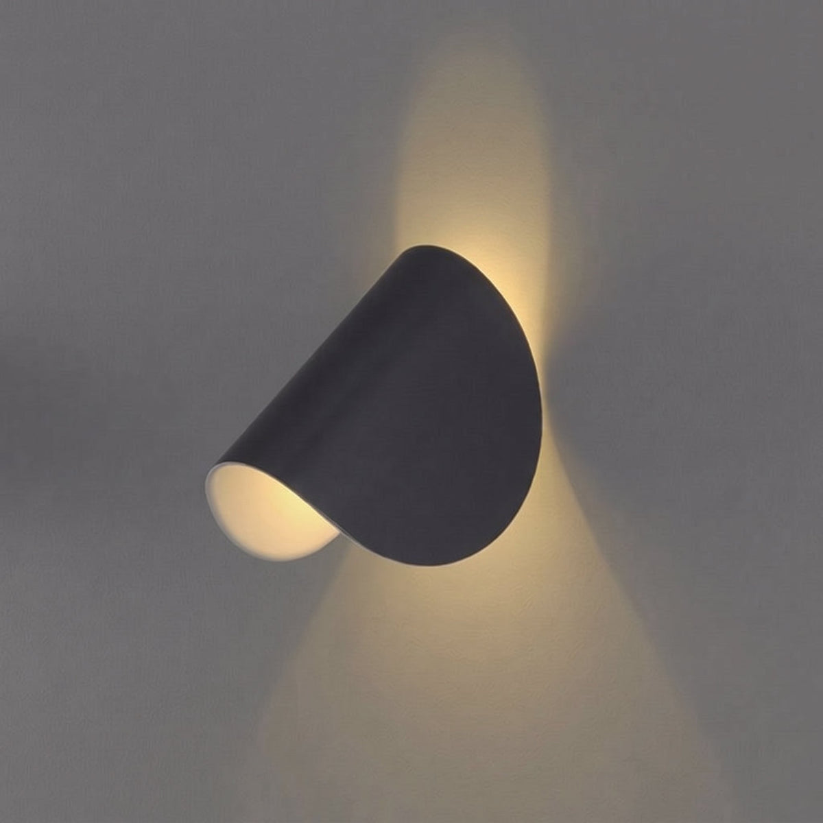 Half Moon Curved Shade Up Down LED Wall Light - Wall Light Fixtures - Black - Oak Soho