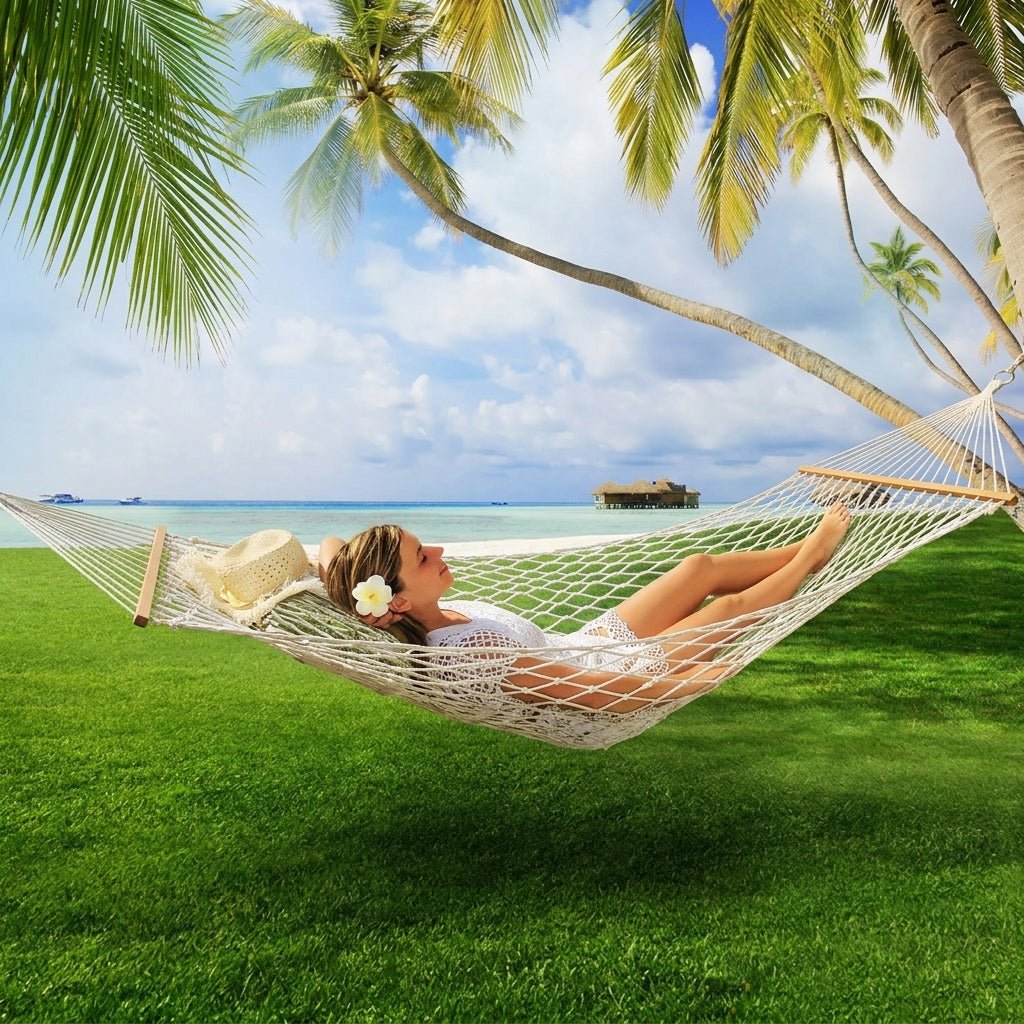 Hammock with Spreader Bar for Outdoor Use - Outdoor Hammrock - Oaksoho