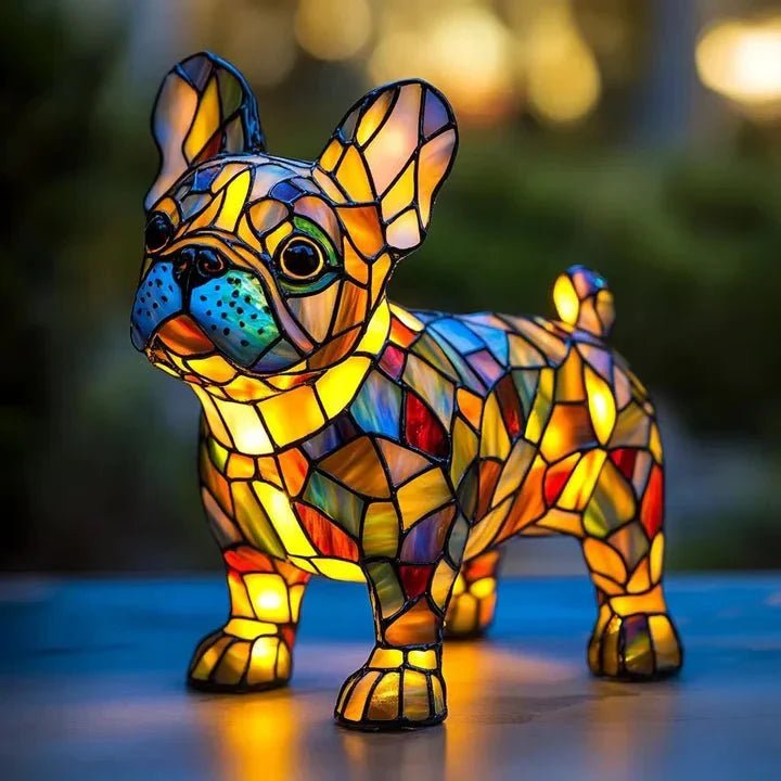 Handcrafted Light-Up Lamp in Dog Shape - Table Lamps - French Bulldog - Oaksoho