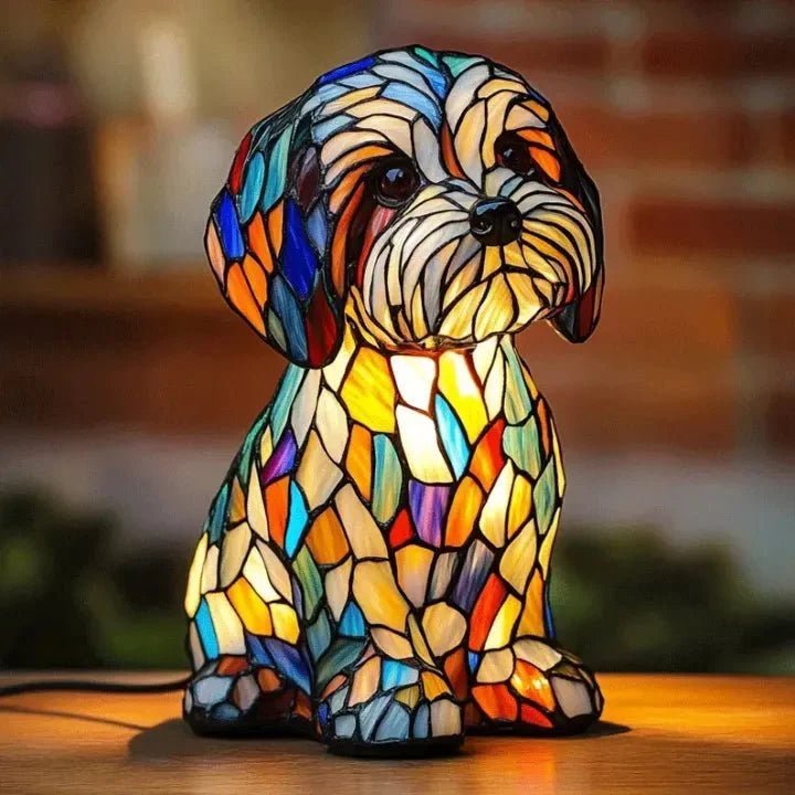 Handcrafted Light-Up Lamp in Dog Shape - Table Lamps - Maltese - Oaksoho