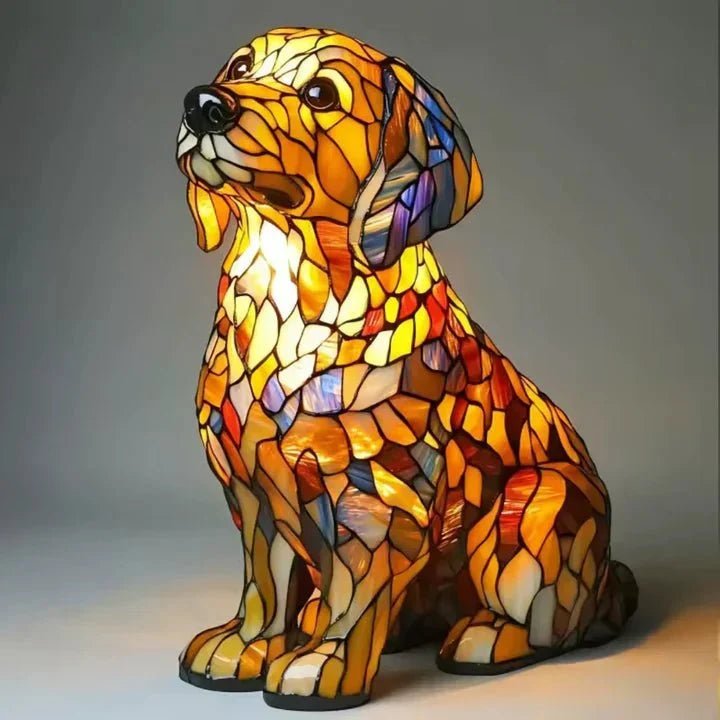 Handcrafted Light-Up Lamp in Dog Shape - Table Lamps - Golden Retriever - Oaksoho