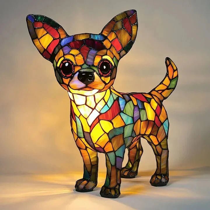 Handcrafted Light-Up Lamp in Dog Shape - Table Lamps - Chihuahua - Oaksoho
