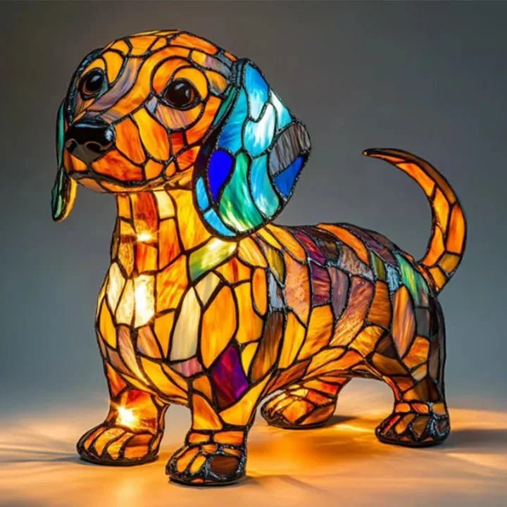 Handcrafted Light-Up Lamp in Dog Shape - Table Lamps - Dachshund - Oaksoho