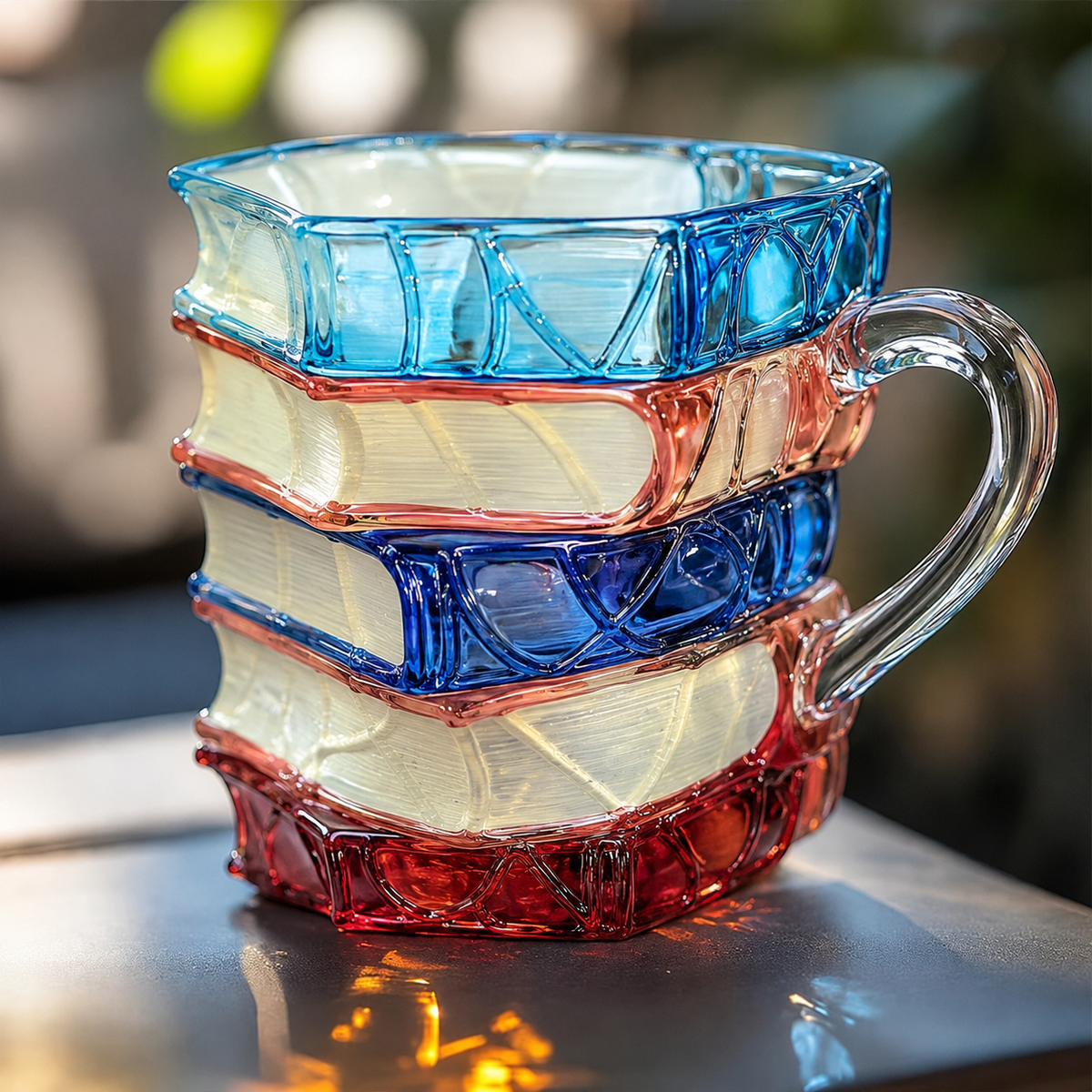 Handmade 3D reading mugs made of glass with book motif - Mugs - Oaksoho