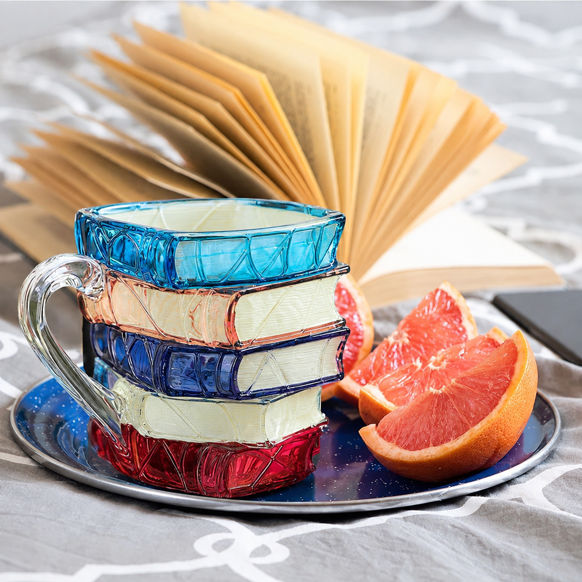 Handmade 3D reading mugs made of glass with book motif - Mugs - Oaksoho