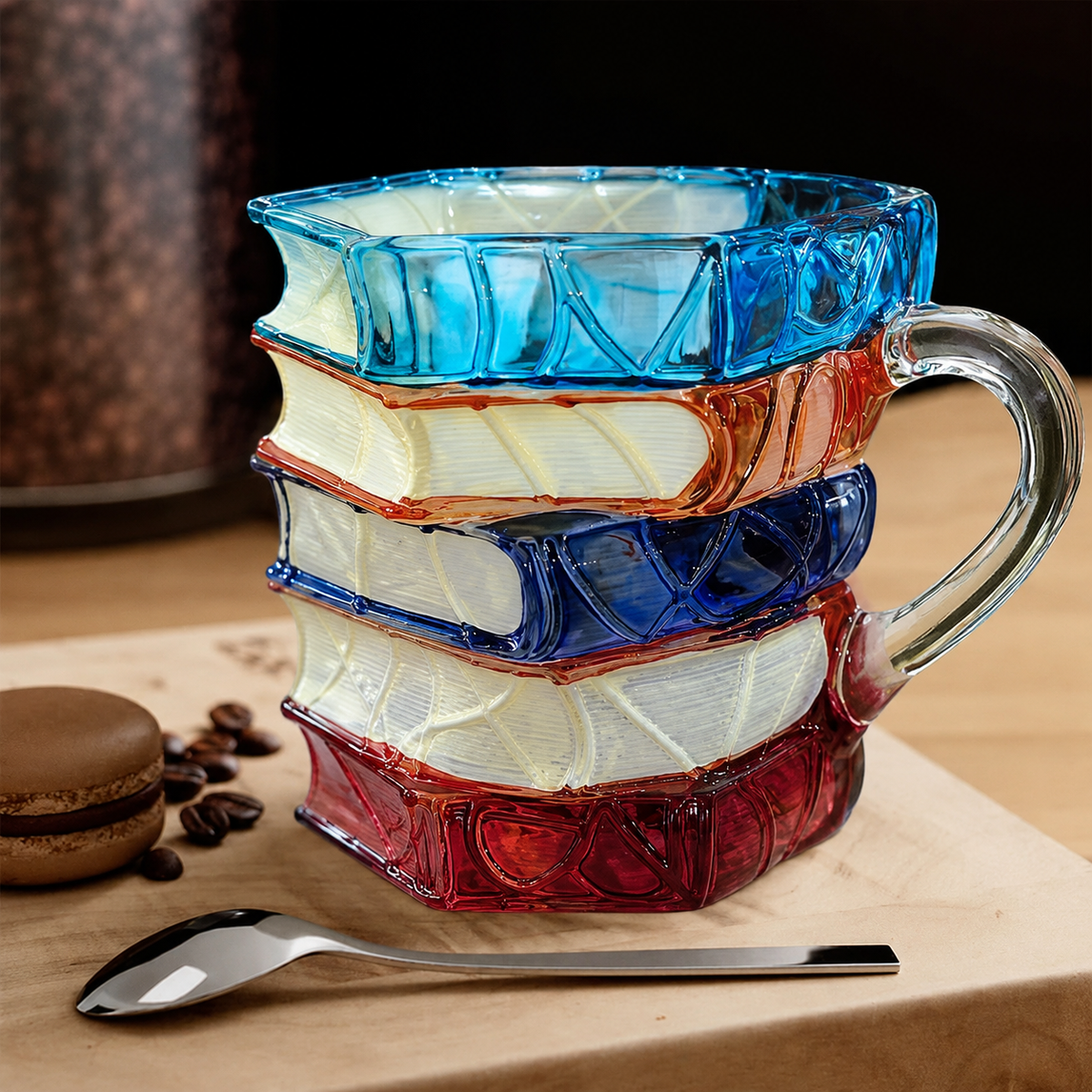 Handmade 3D reading mugs made of glass with book motif - Mugs - Oaksoho