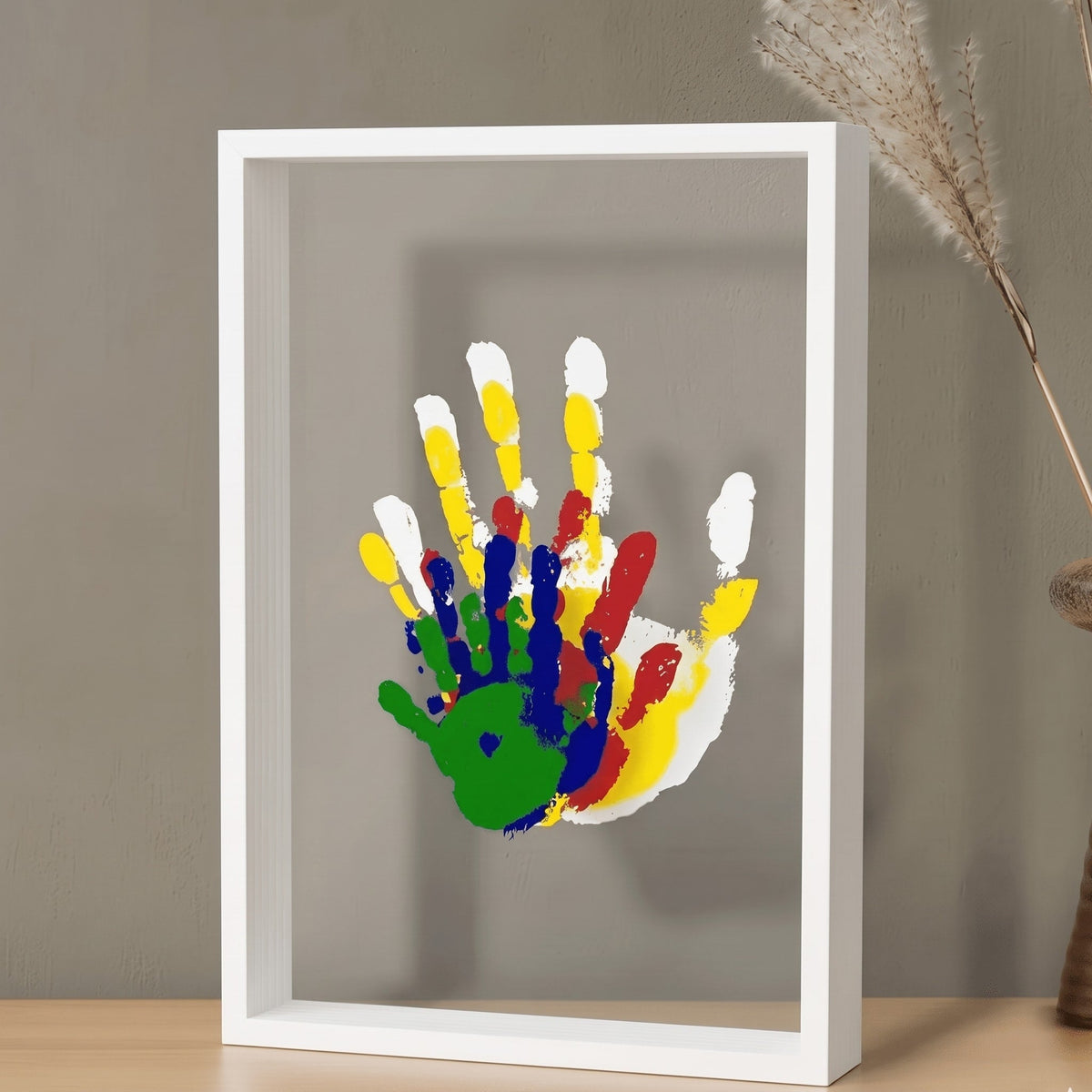 Handprint Keepsake Photo Frame with Glass Display - Picture Frames - White - Oak Soho