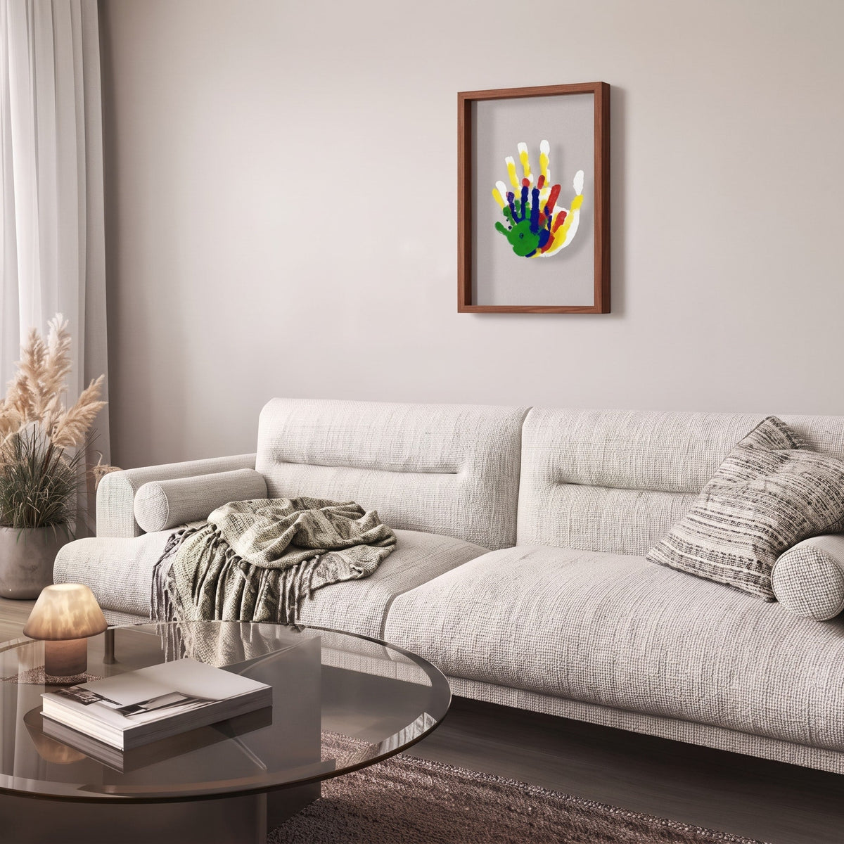 Handprint Keepsake Photo Frame with Glass Display - Picture Frames - Brown - Oak Soho