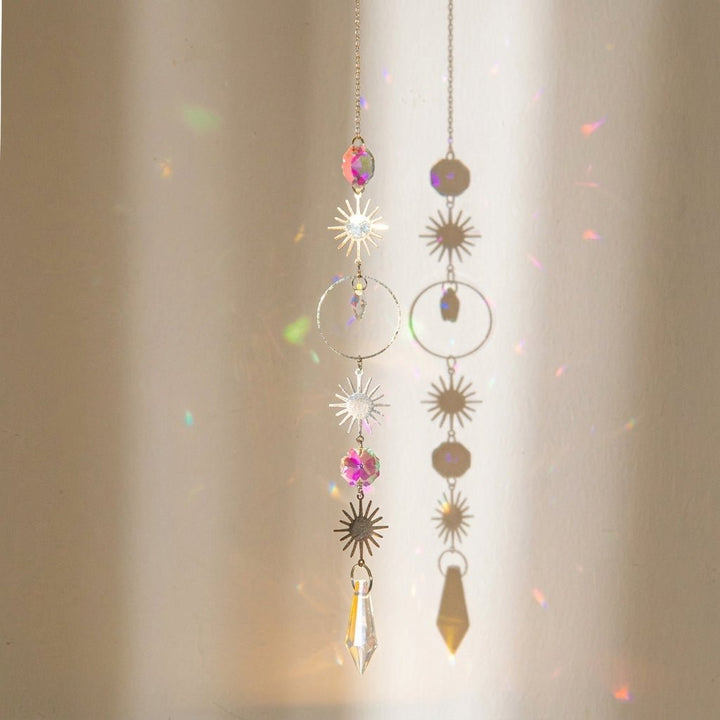 Hanging Crystal Suncatcher Moon and Stars Design - Hanging Suncatcher - Serenity - Oaksoho