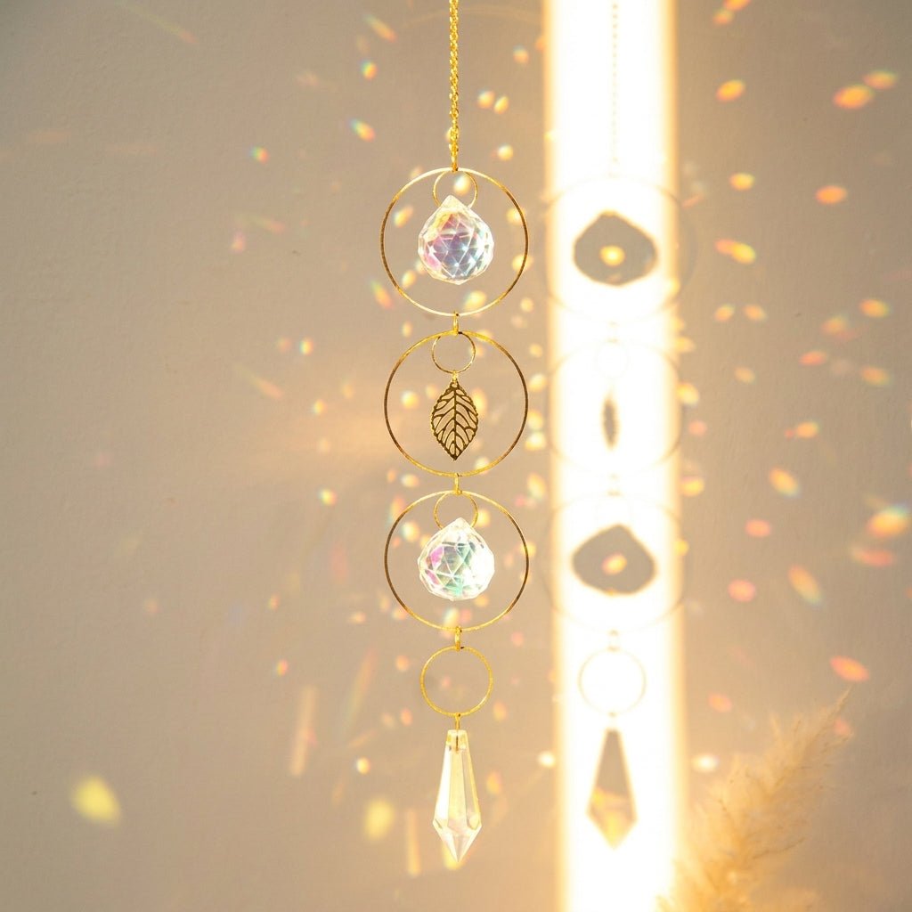 Hanging Crystal Suncatcher Moon and Stars Design - Hanging Suncatcher - Aurora - Oaksoho