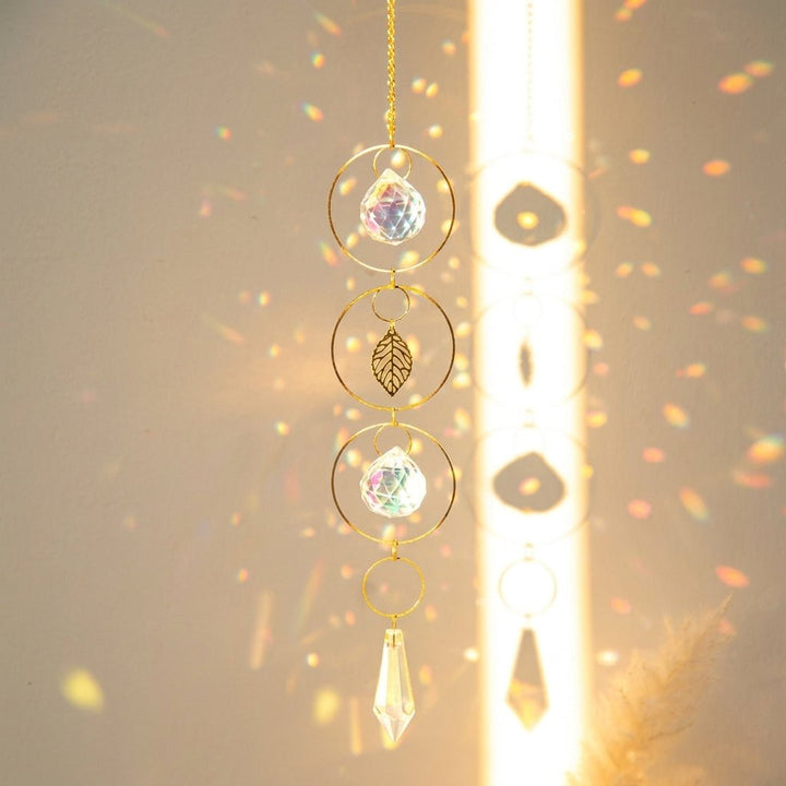 Hanging Crystal Suncatcher Moon and Stars Design - Hanging Suncatcher - Aurora - Oaksoho