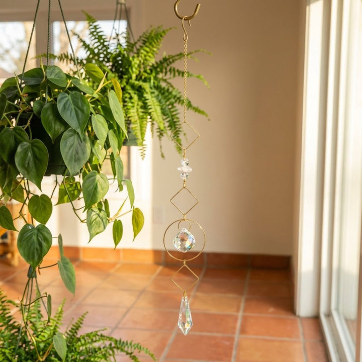 Hanging Crystal Suncatcher Moon and Stars Design - Hanging Suncatcher - Serenity - Oaksoho