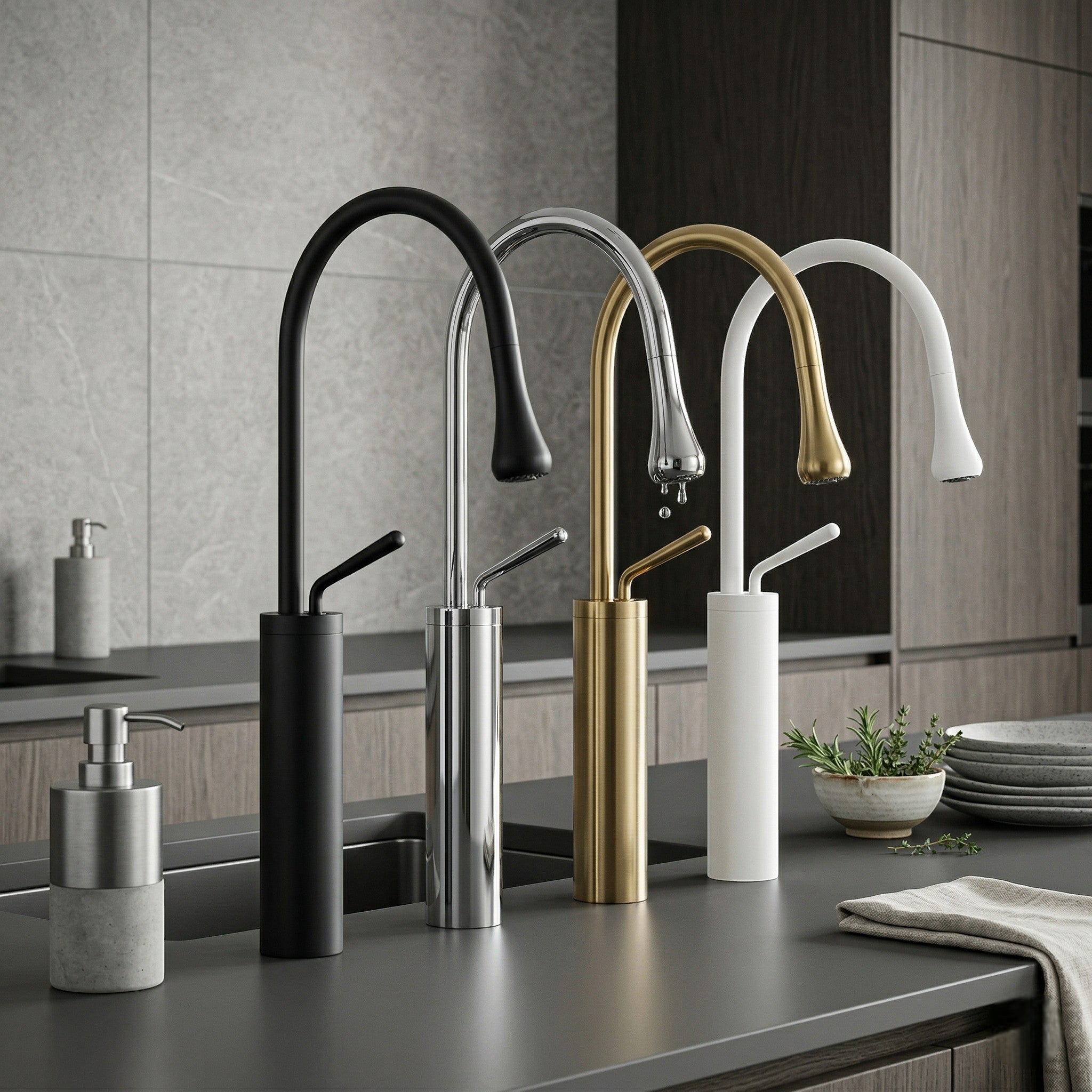 High Neck Basin Mixer Tap - Faucet - Black Gold - Oaksoho