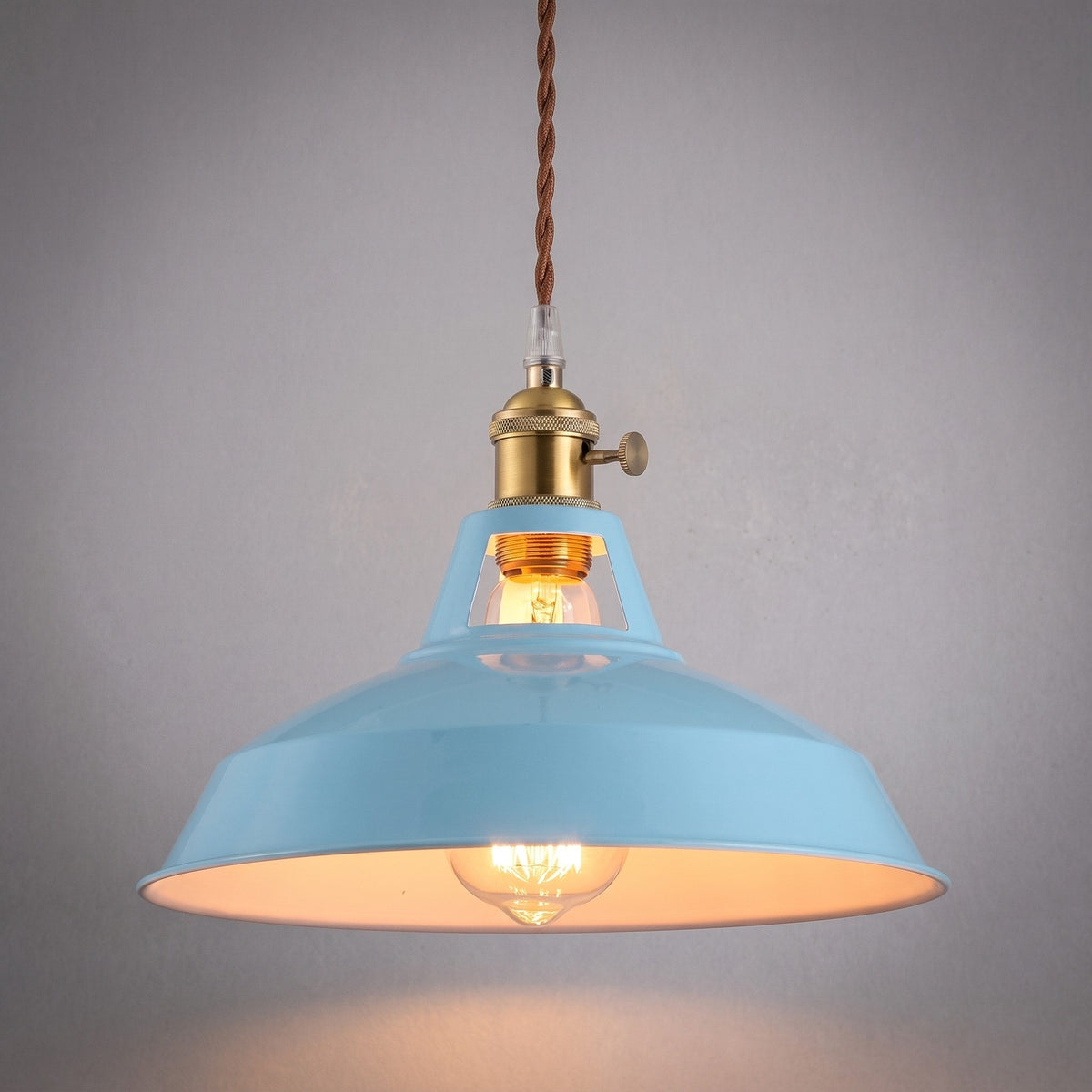 Industrial Barn Shade Pendant Light with Metal Dome - Pendant Light Fixtures - Blue - Oaksoho