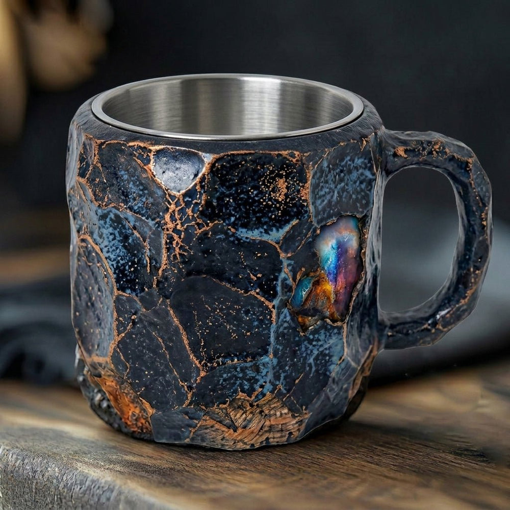 Insulated Coffee Mug with Geode Finish - Mug - Blue - Oaksoho