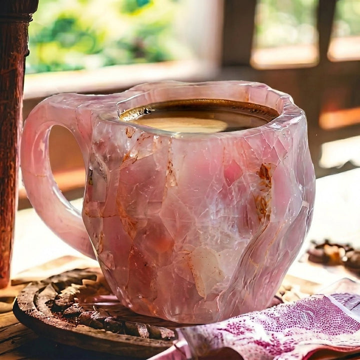 Insulated Coffee Mug with Geode Finish - Mug - Pink - Oaksoho
