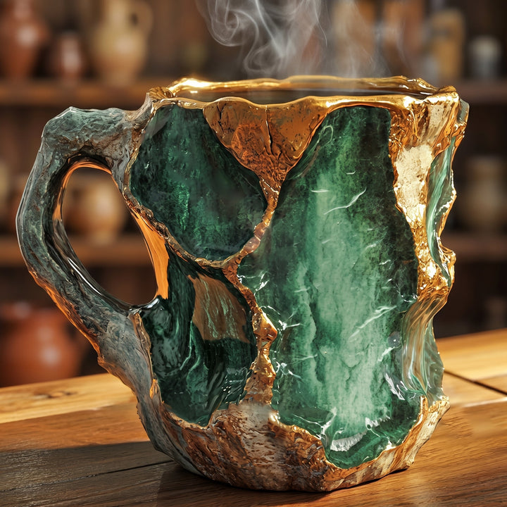 Insulated Coffee Mug with Geode Finish - Mug - Green - Oaksoho