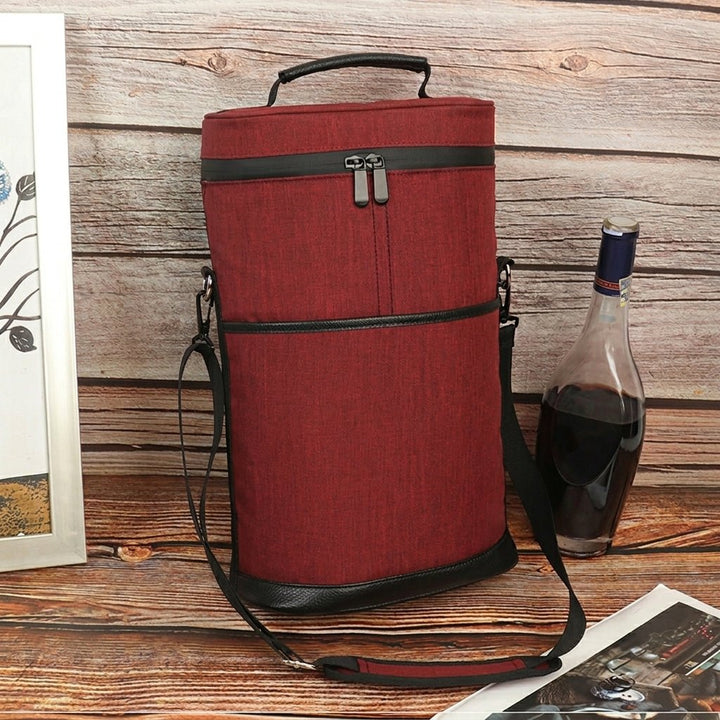 Insulated Wine Bottle Carrier for 2 Bottles - Wine Bottle Carrier - Red - Oaksoho