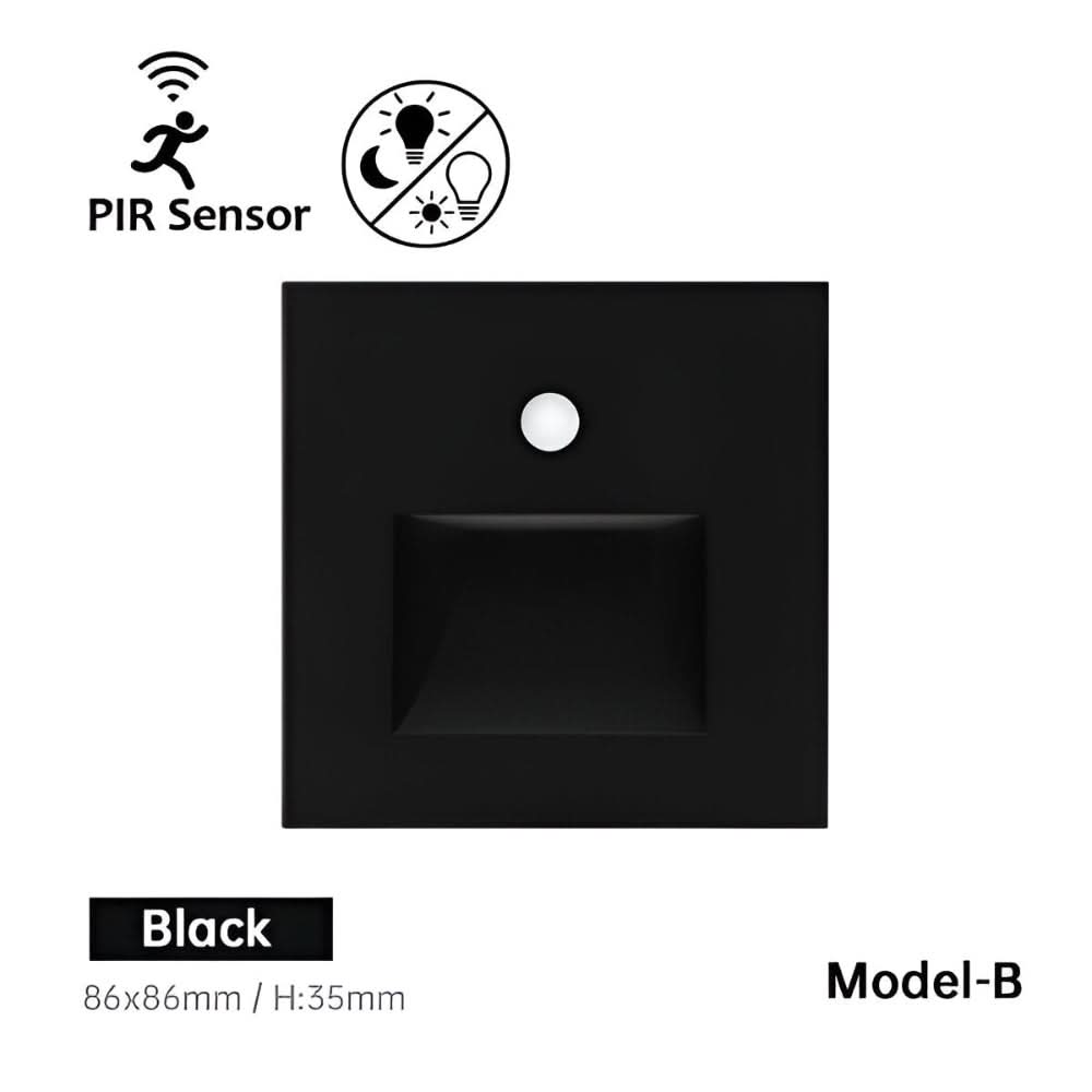 Jannis – LED Stair Light with Motion Sensor for Indoor Use - Wandleuchte - Black with Sensor B - Oaksoho