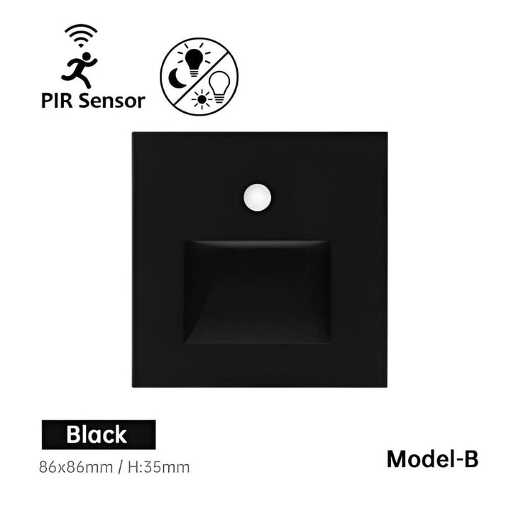 Jannis – LED Stair Light with Motion Sensor for Indoor Use - Wandleuchte - Black with Sensor B - Oaksoho