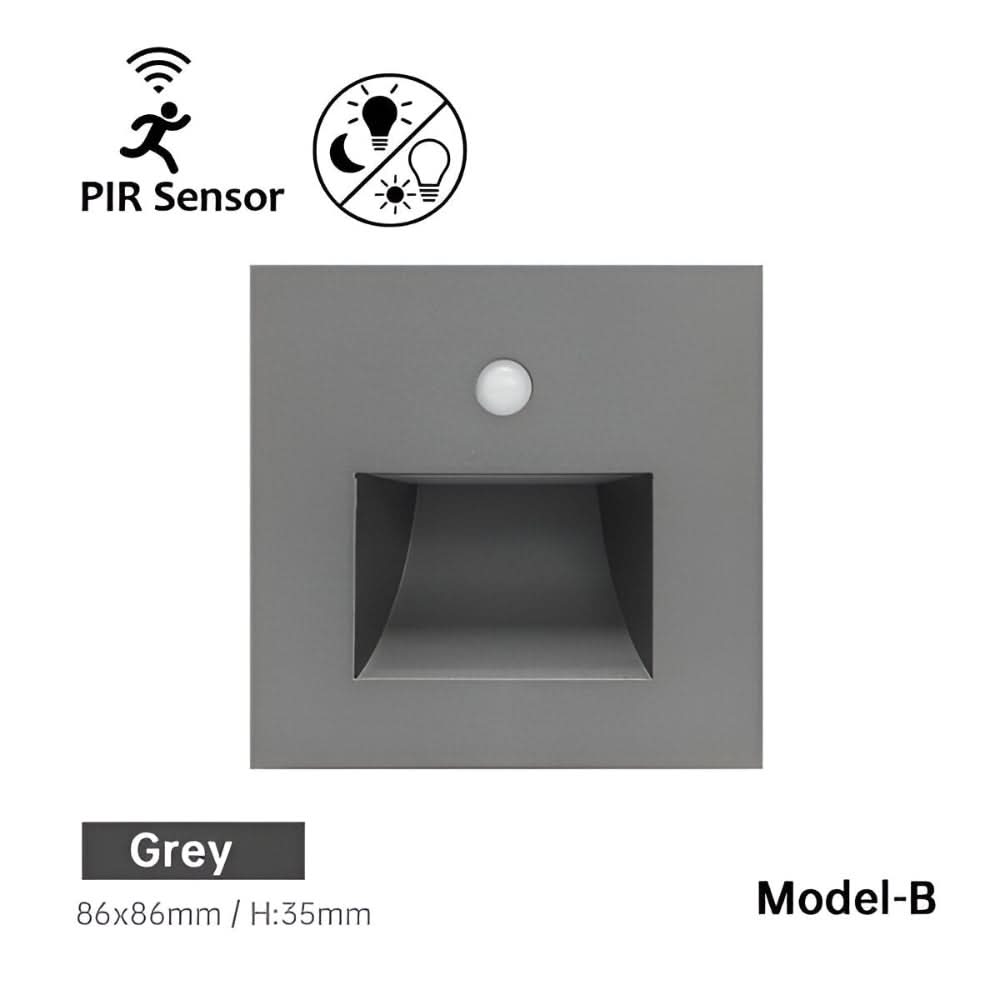 Jannis – LED Stair Light with Motion Sensor for Indoor Use - Wandleuchte - Grey with Sensor B - Oaksoho