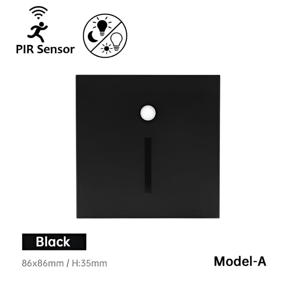Jannis – LED Stair Light with Motion Sensor for Indoor Use - Wandleuchte - Black with Sensor A - Oaksoho