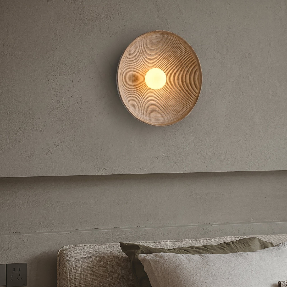 Japanese Wood Wall Light – Minimalist Round LED Design - Wall Lights - ∅ 20cm - Oaksoho