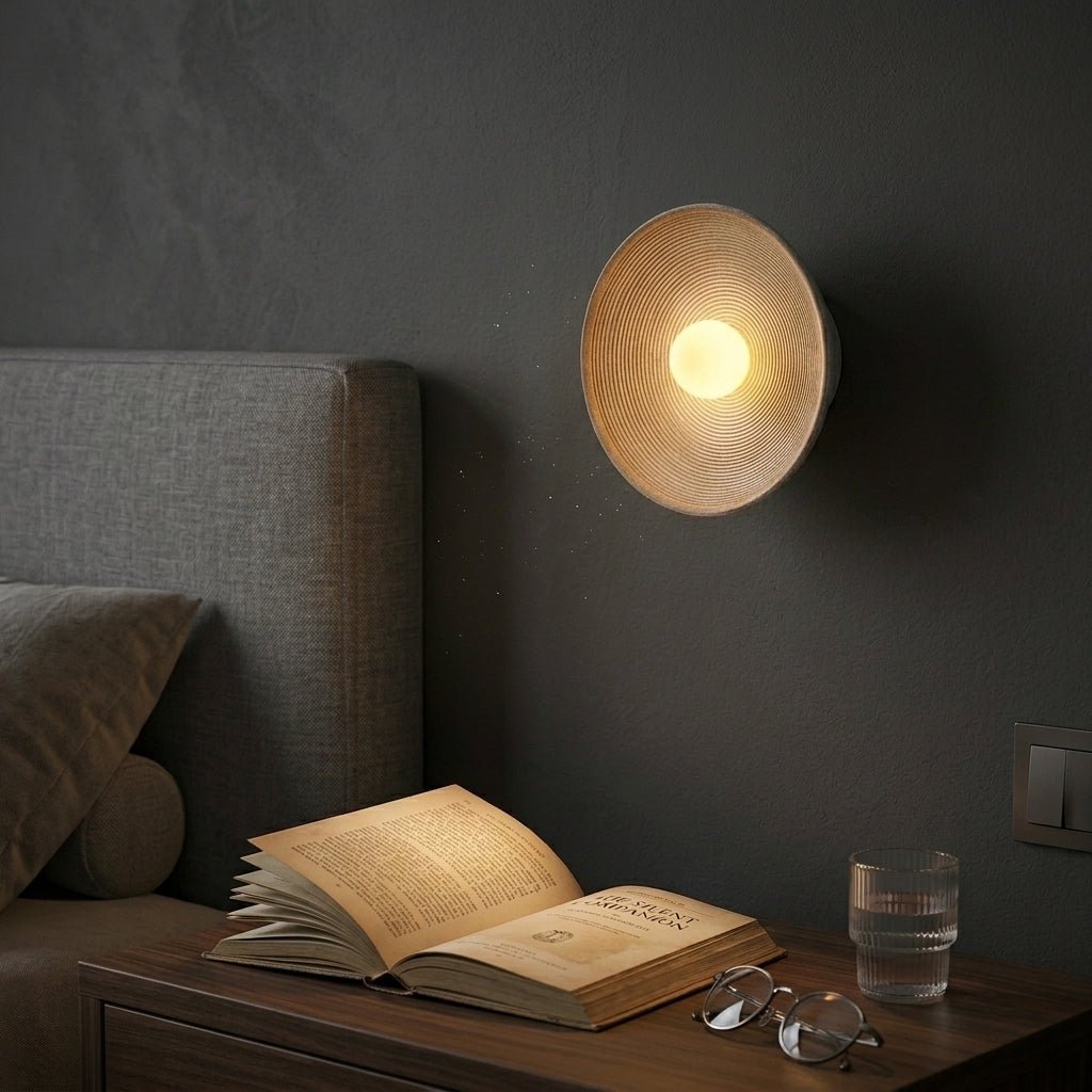 Japanese Wood Wall Light – Minimalist Round LED Design - Wall Lights - ∅ 20cm - Oaksoho