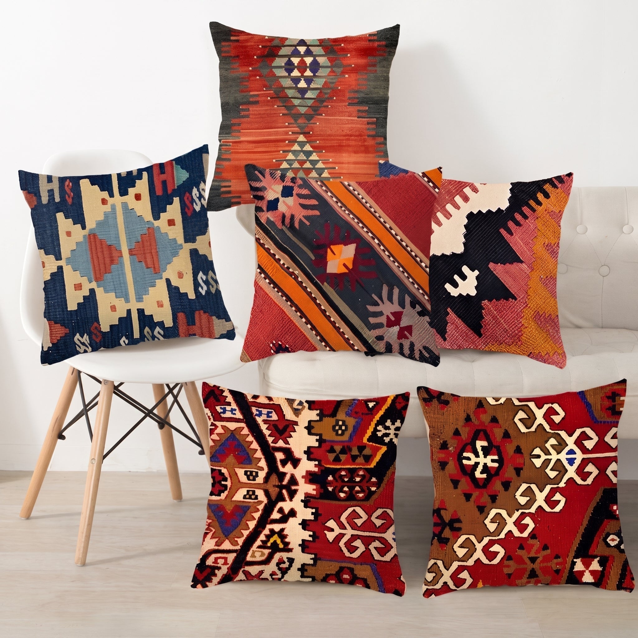 Kilim Cushion Cover with Geometric Ethnic Pattern - Chair & Sofa Cushion Covers - Pueblo - Oaksoho