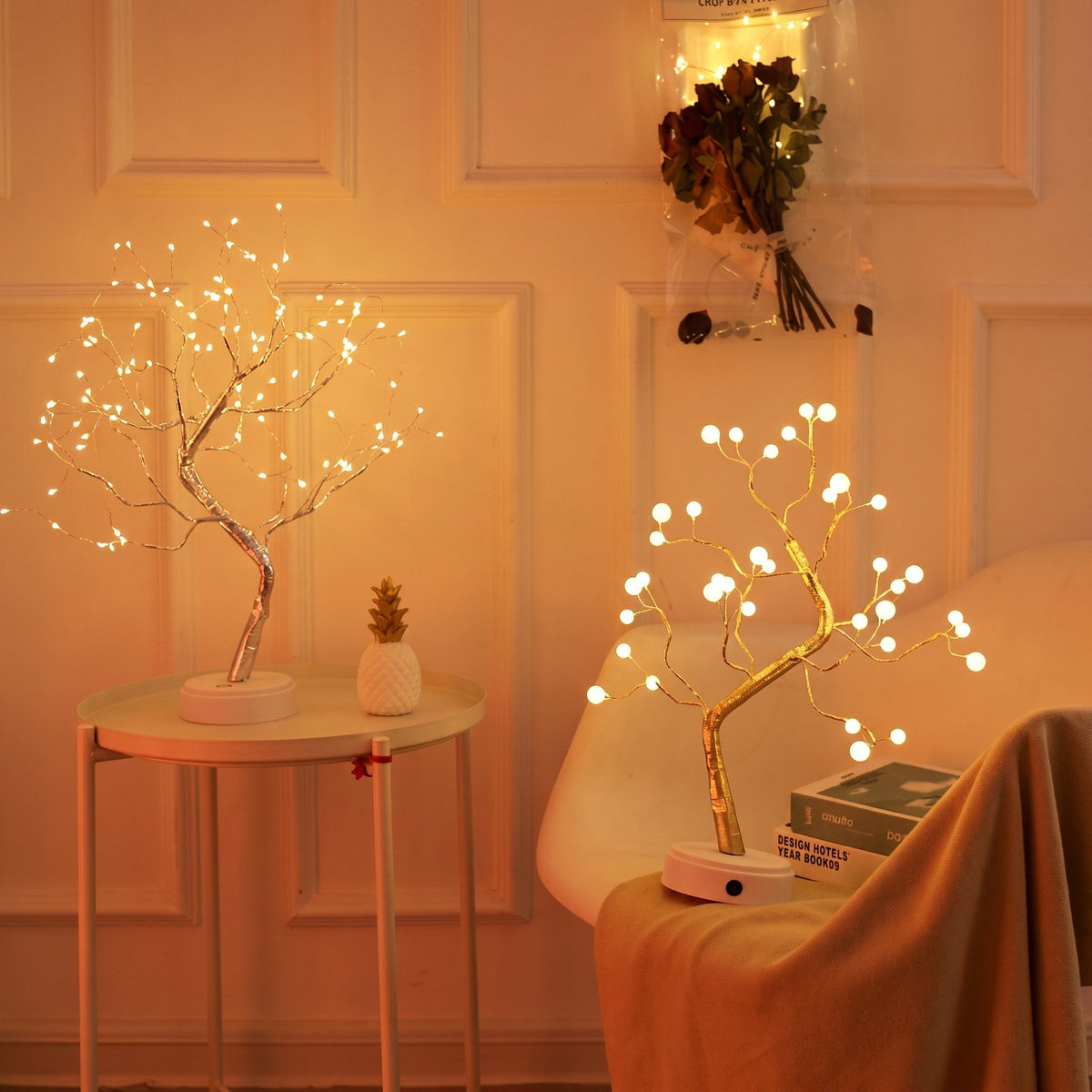 LED Bonsai Tree Branch Table Lamp - Table Lamps - Pearl - Oaksoho