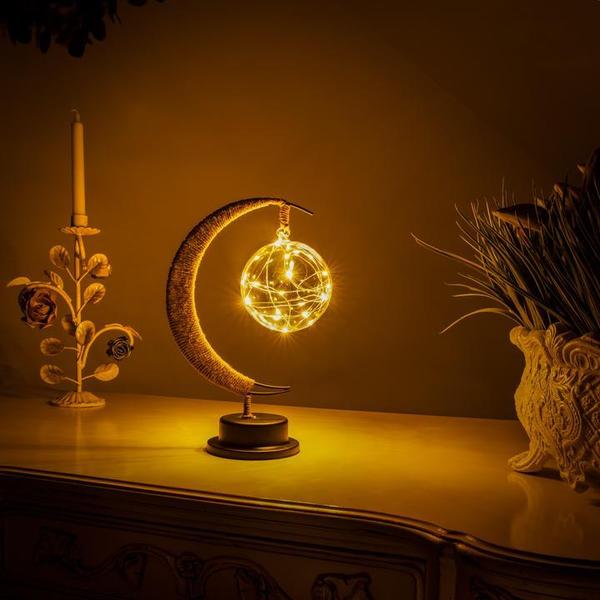 LED Ceiling Light Bedroom Moon Design Energy Saving Metal Frame - Home & Decor Lighting Lamp - Soft Gold - Oaksoho